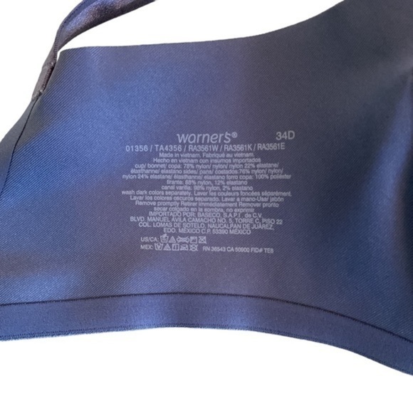 COPY - NWT Warner's Women's No Side Effects Underarm-Smoothing Comfort bra 34D - Picture 8 of 10